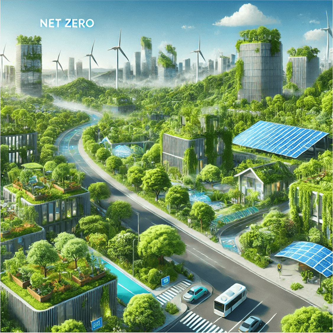 NET ZERO sustainable city concept